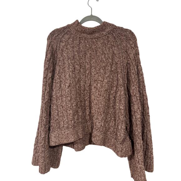 Free People Belong To You Boho Knit Sweater Purple Maroon Large Oversized Boxy - Picture 2 of 6